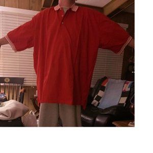 8X BIG & TALL RED POLO SHIRT WITH CHECKERED COLLAR